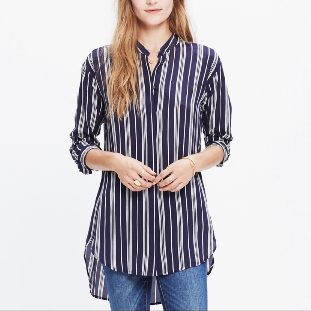 MADEWELL mulberry silk striped tunic